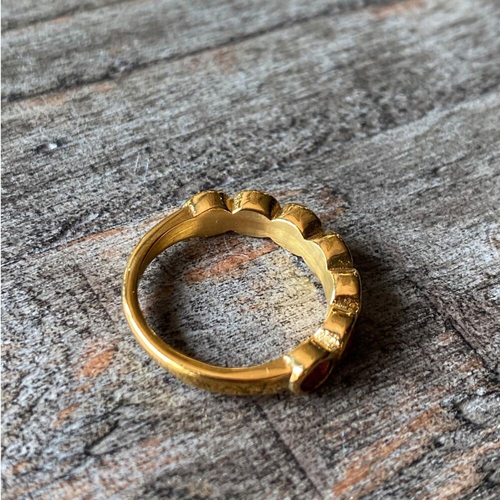 NEW Gold & Red Zirconium Gemstone Statement Ring - Picture 8 of 16